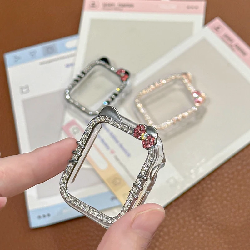 Diamond Cover for Apple Watch 11 10 Case 42mm 46mm 41mm 44mm 40mm 45mm Accessories Bling Bumper Protector iWatch Series 9 8 SE 7