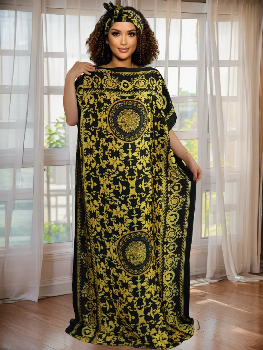 

Women's Colorblock Floral Print Dashiki Dress - African Ethnic Style Casual Party Gown