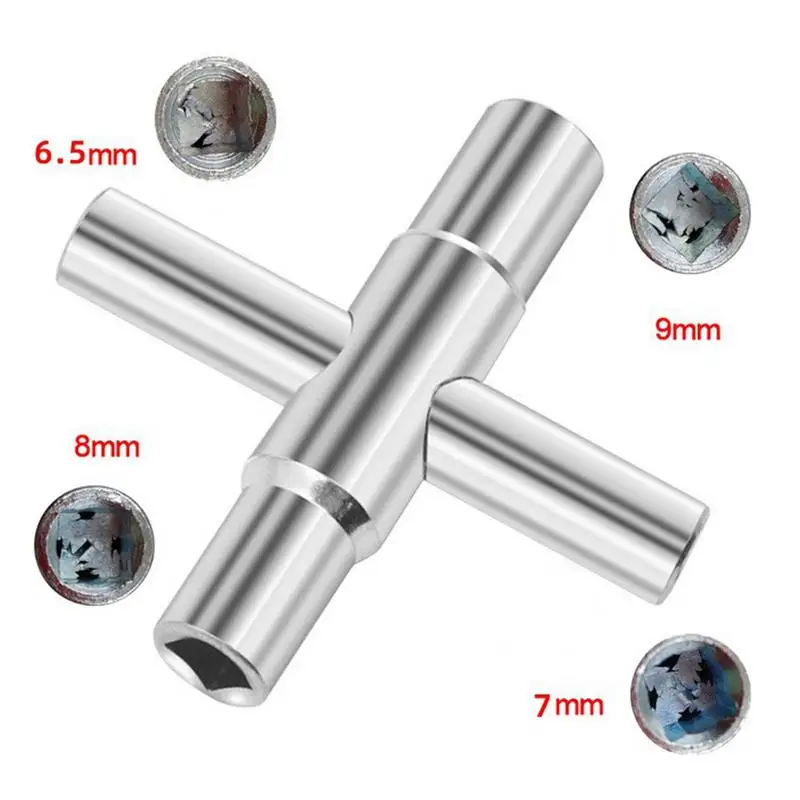 4 In 1 Universal Faucet Wrench 4 Way Steel Sillcock Key Wrench Cross Key Wrench Sleeve Socket Cross Water Key For Valve Faucet