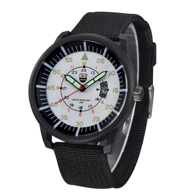 Men Genuine XINEW Brand Watches Black Students Boys Fashion Nylon Band Sports Date Quartz Watch Relogio Masculino Reloj Hombre