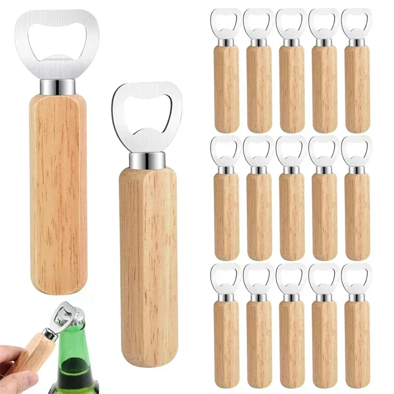 

Bottle Opener Stainless Steel Wood Handheld Beer Opener For Home Bottle Opener for Groomsmen Gifts Bar Supplies Kitchen Gadgets