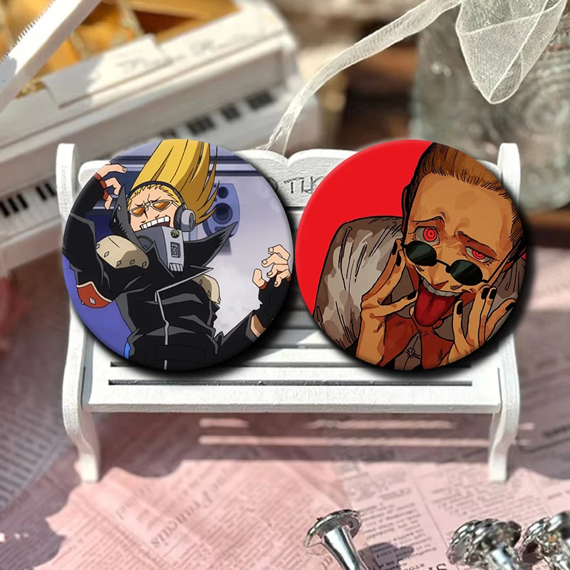 58mm Cartoon Character Present Mic Soft Button Pin Hero Anime Brooch Creative Badge for Backpack