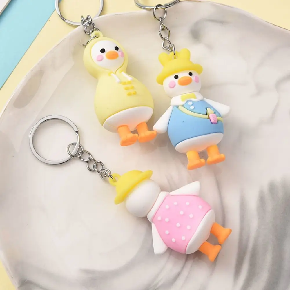 Doll Ornament Milk Bottle Travel Duck Keychain Horse Clip Duck Vest Cartoon Keychain Necktie Cute Animal Pendant Kid