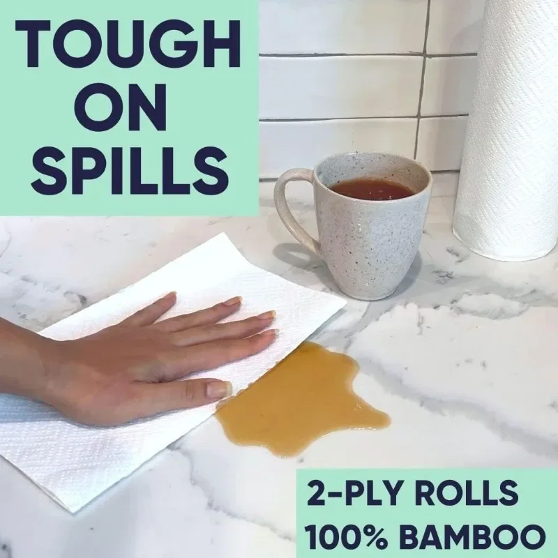 مناشف ورقية من الخيزران - 40 لفة من المناشف الورقية فائقة الامتصاص والمتينة للتنظيف المستدام - معتمدة من FSC،