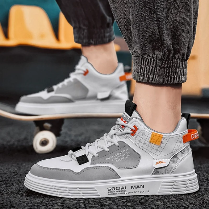 Men's Casual Shoes Leather Splice High Tops Comfortable Wear Resistan Rise Breathe Freely Fashiont Soft Soled Sports Shoes