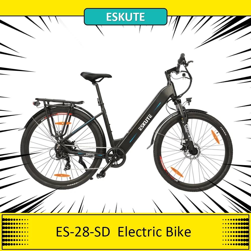 ESKUTE ES-28-SD Electric Bike, 250W Motor, 36V 14.5Ah Battery, 28 x 1.75'' Tires, 25km/h Max Speed,Disc Brakes,  LCD Display