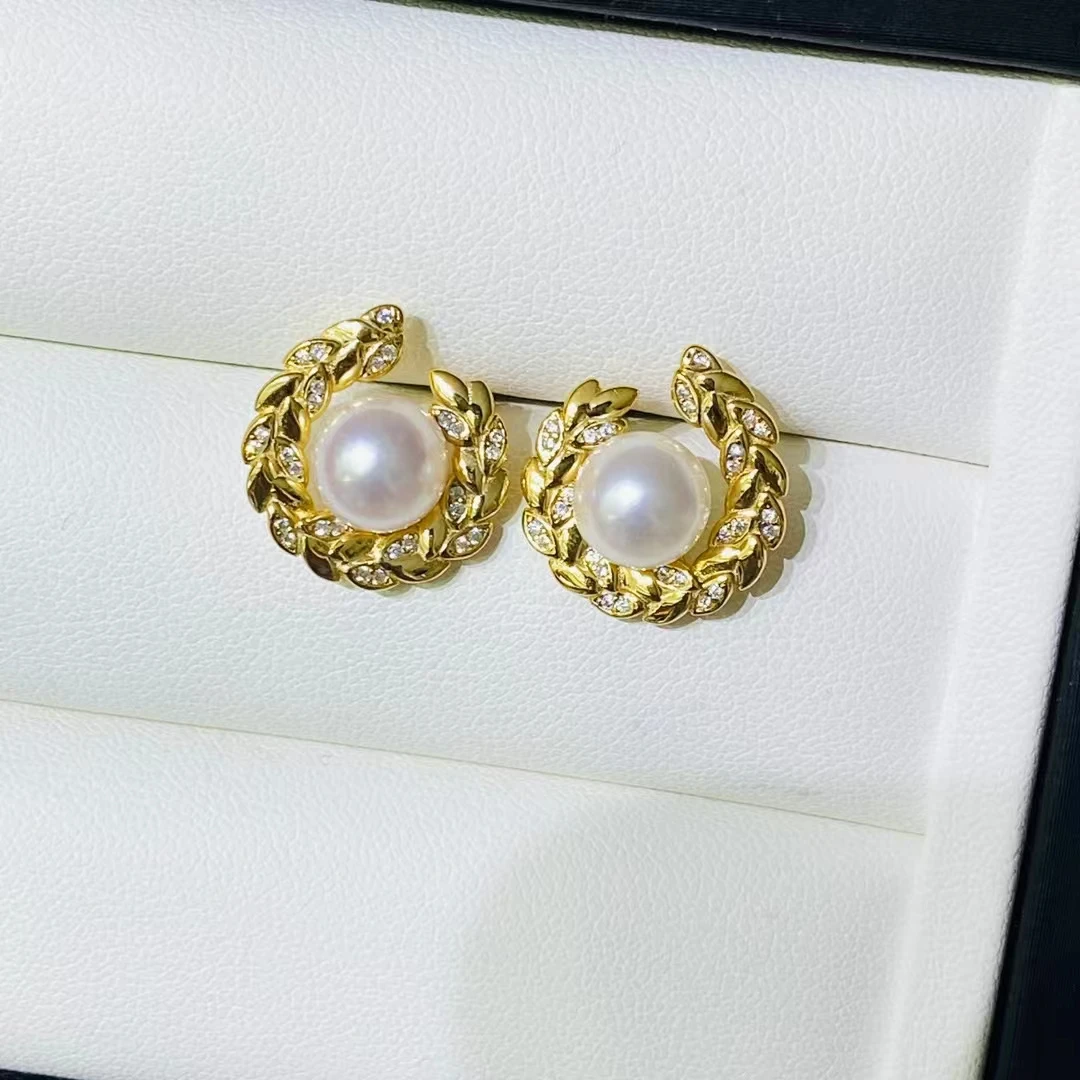 Wholesale 925 Sterling Silver Earrings Mount Findings Settings Base Mounting Parts Accessory for 7-8mm Pearls 5 pairs/lot