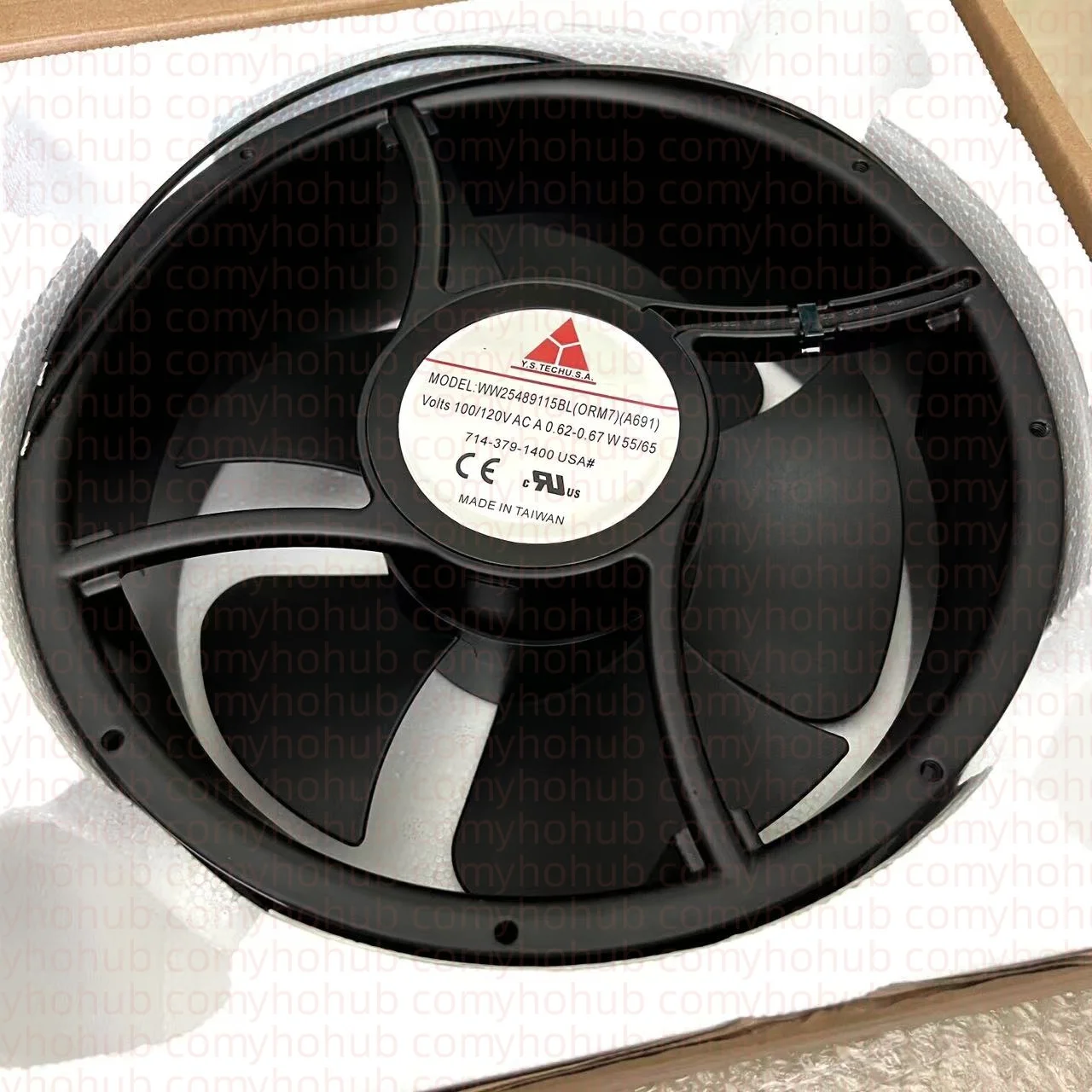 Y.S TECH WW25489115BL AC 110/120V 0.62A 2-Wire Server Cooling Fan