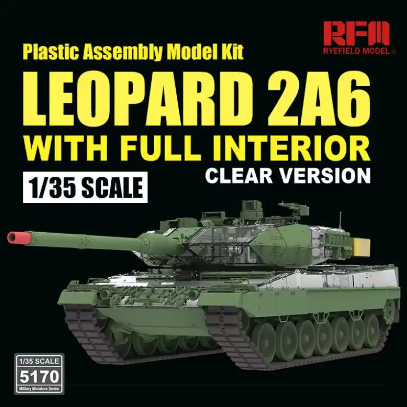Leopard 2 A6 w/Full Interior-clear Edition Tank Model Kit Ryefield RM5170 1/35