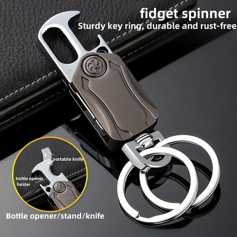 Multifunctional Rotating Fingertip Gyroscope Keychain Key Clip Zinc Alloy Keychain Simple Portable Fashion Gifts Functional Tool