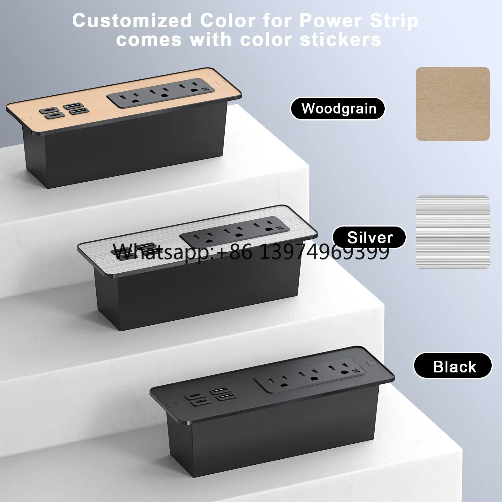 65W 4USB US Standard Office Furniture in Desk Recessed Power Strip Socket Outlet for Home Office Hotel with 3 Colors Sticker fac