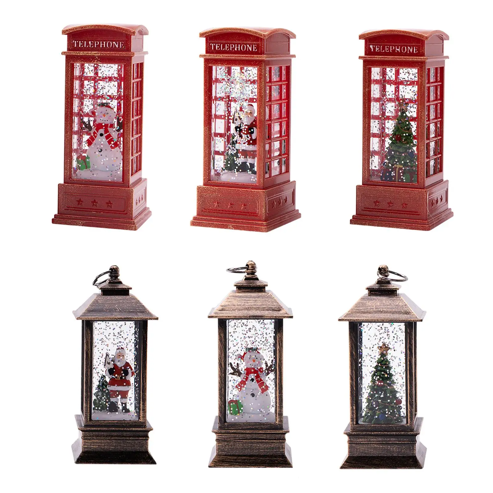 Christmas Lantern, Glittering Water Snow Globe Lanterns for Festival