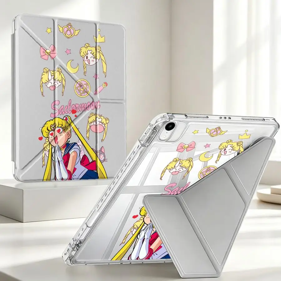 Sailormoon Girl Cute Tablet Case For iPad 11th 9th Air 8 M2 M3 3 Mini 7 6 5 10th Gen Pro 13 2025 2026 12th With Pen Slot Cover