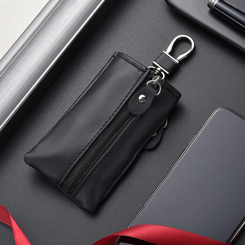 High Capacity Men's Leather Key Organizer Keychain Genuine Leather Key Holder Case Box Storage Bag Multi-function Car Home Use