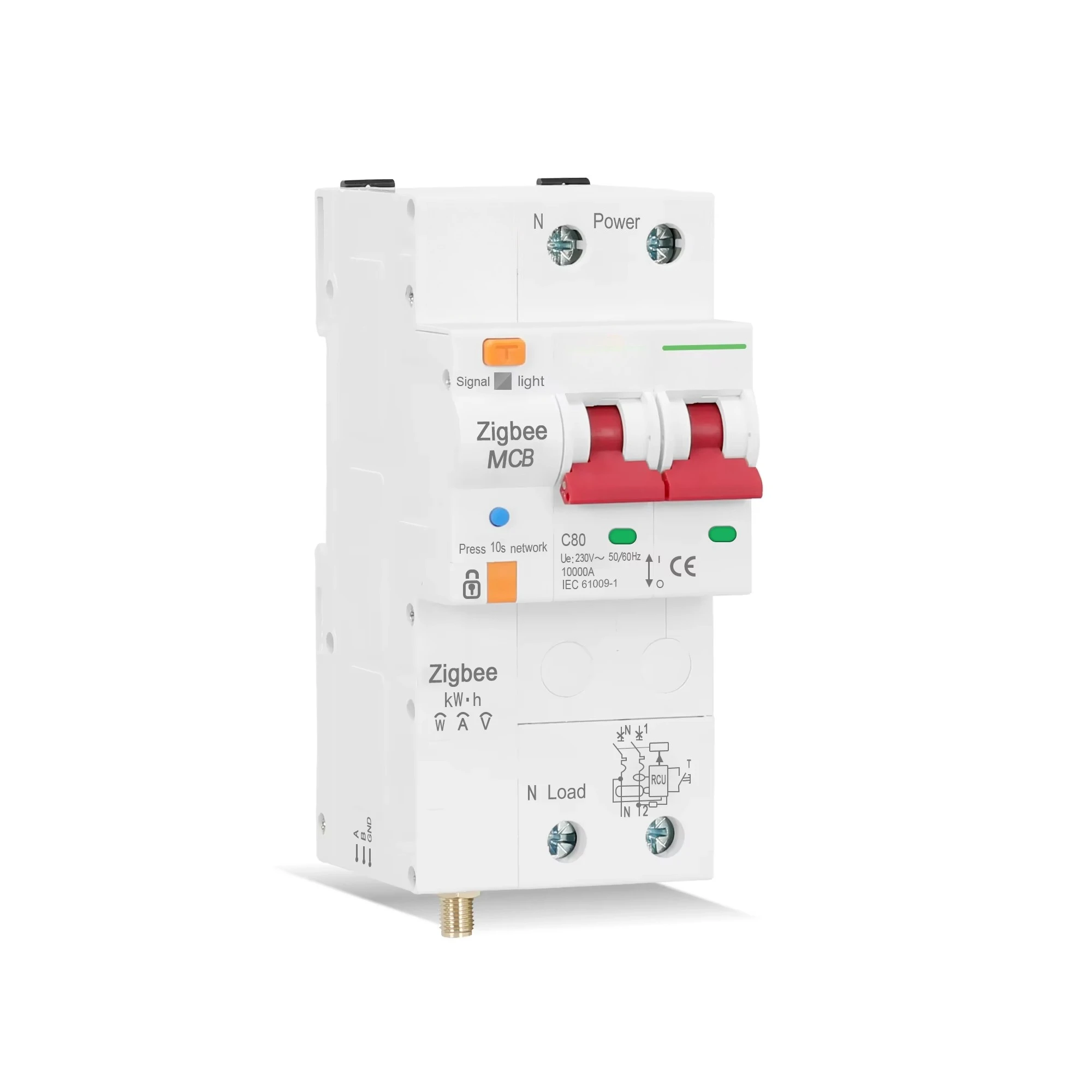 MCB ZigBee Smart Energy Meter 63A 80A Kwh Metering Monitoring Circuit Breaker with Leakage Protection and Timer Relay