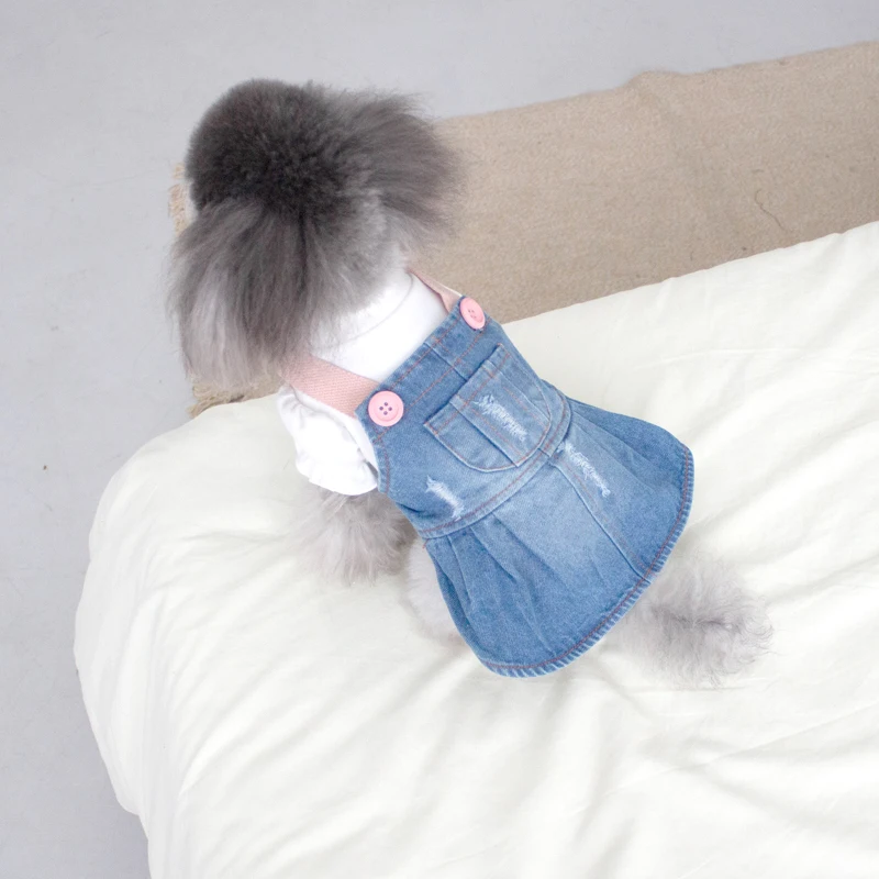 

New Cat Dog Dress Denim Skirt Jeans Apparel Summer Pet Clothes Doggy Puppy Chihuahua Yorkshire Pomeranian Bichon Poodle Clothing