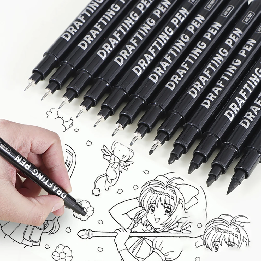 

12 Tip Pigment Liner Micron Ink Marker Pen for Manga Draw Sketching Needle Pen Hook Line Pen Sketch Stationery Set Art Supplies