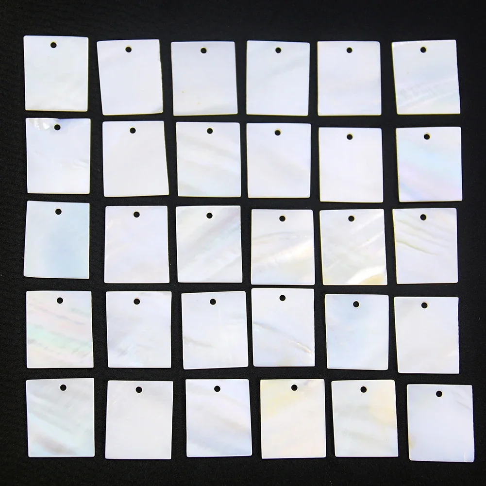 2pcs Random Natural White Shell MOP Square Charm Connector Rectangle Pendant Jewelry Making Earring Dangle DIY Spacer Beads