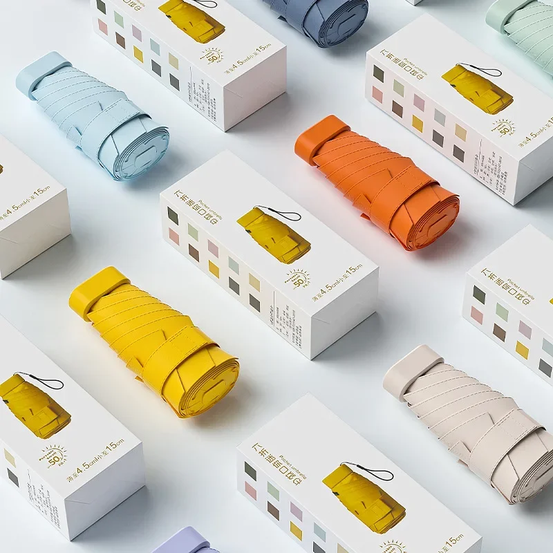 

Анти-УФ-капсульный карманный походный портативный мини-6 складной солнечный дождь УФ-зонт на заказ для путешествий на открытом воздухе для девочек цветной чехол подарок для женщин