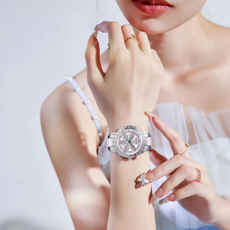 UTHAI CQ377 Fashion Women Watch Waterproof, Light Luxury, Diamond Inlaid Ceramic Quartz Watch, Clock Gift, Watches for Woman