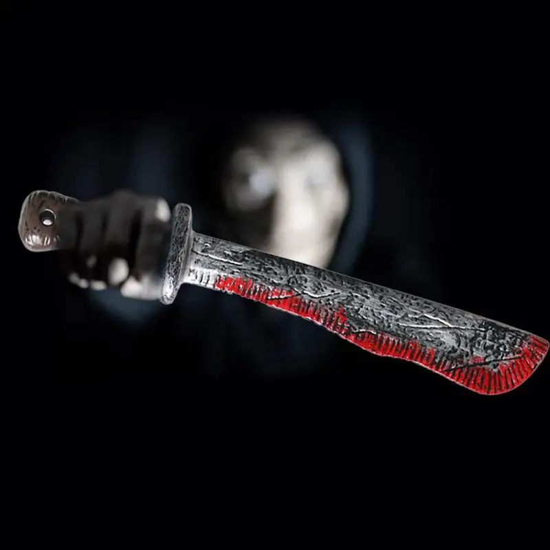 Faked Bloody Sharp Knife for Halloween Costume Cosplay Props Simulation Plastic Kitchen Knife Horror Decor theme Party Supplies