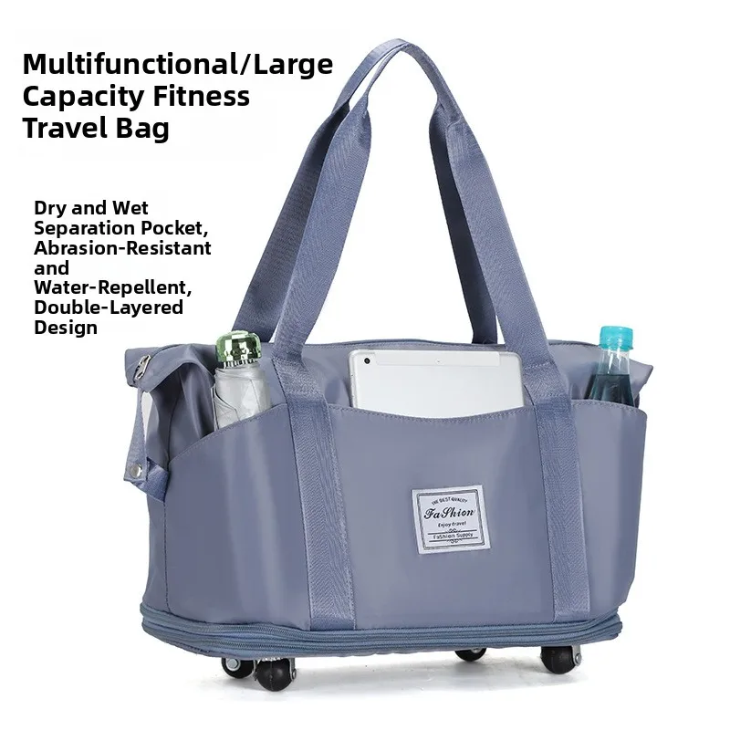

Large Capaci Wheel Bag ort Trip Folding Women's Lightweight Travel Bag with Four-Way Gliding Wheels Storage Bag