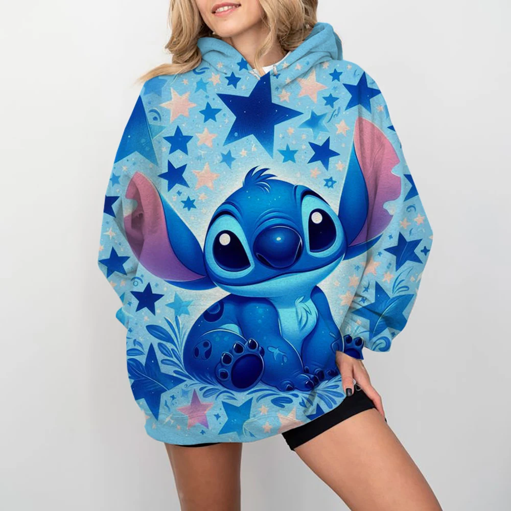 Disney lilo stitch pulôver hoodies manga longa moletom meninos meninas das mulheres dos homens roupas pai-filho dos desenhos animados topos casaco