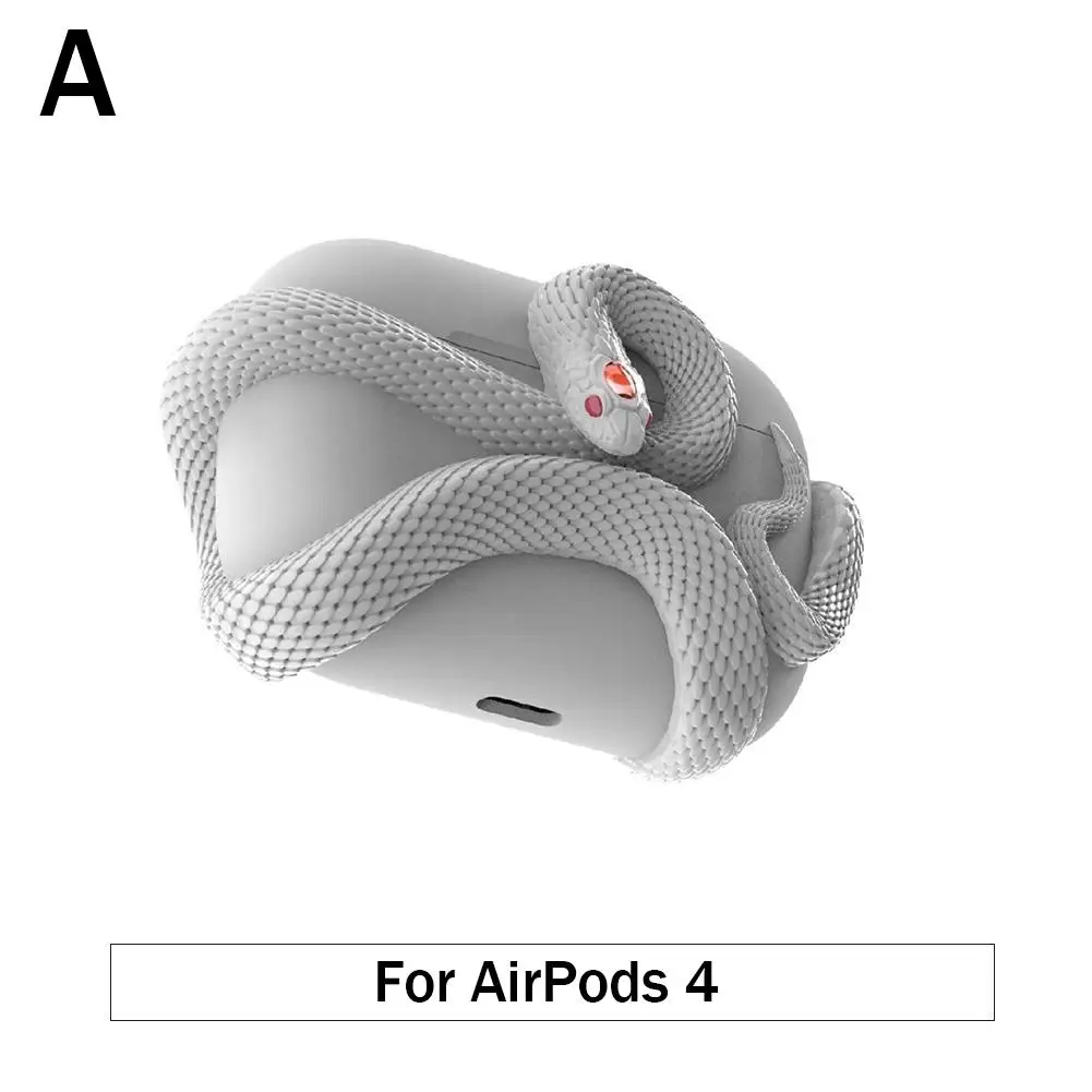 Защитный чехол в виде змеи для Airpods 4, декоративная сумка для хранения беспроводных наушников, пыленепроницаемая, устойчивая к царапинам, износостойкая G0J6