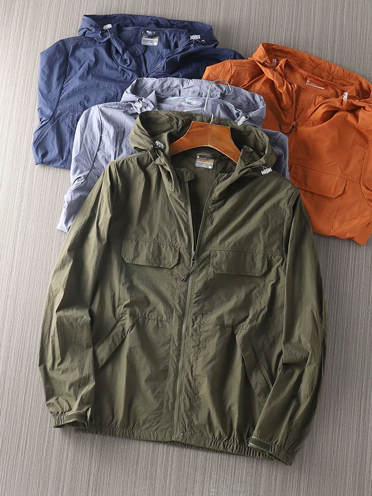 

Outdoor Men's Casual Breathable Hooded Skin Jaet Spring Summer Uv Protection Waterproof Faion Urban Sle Zipper Sve
