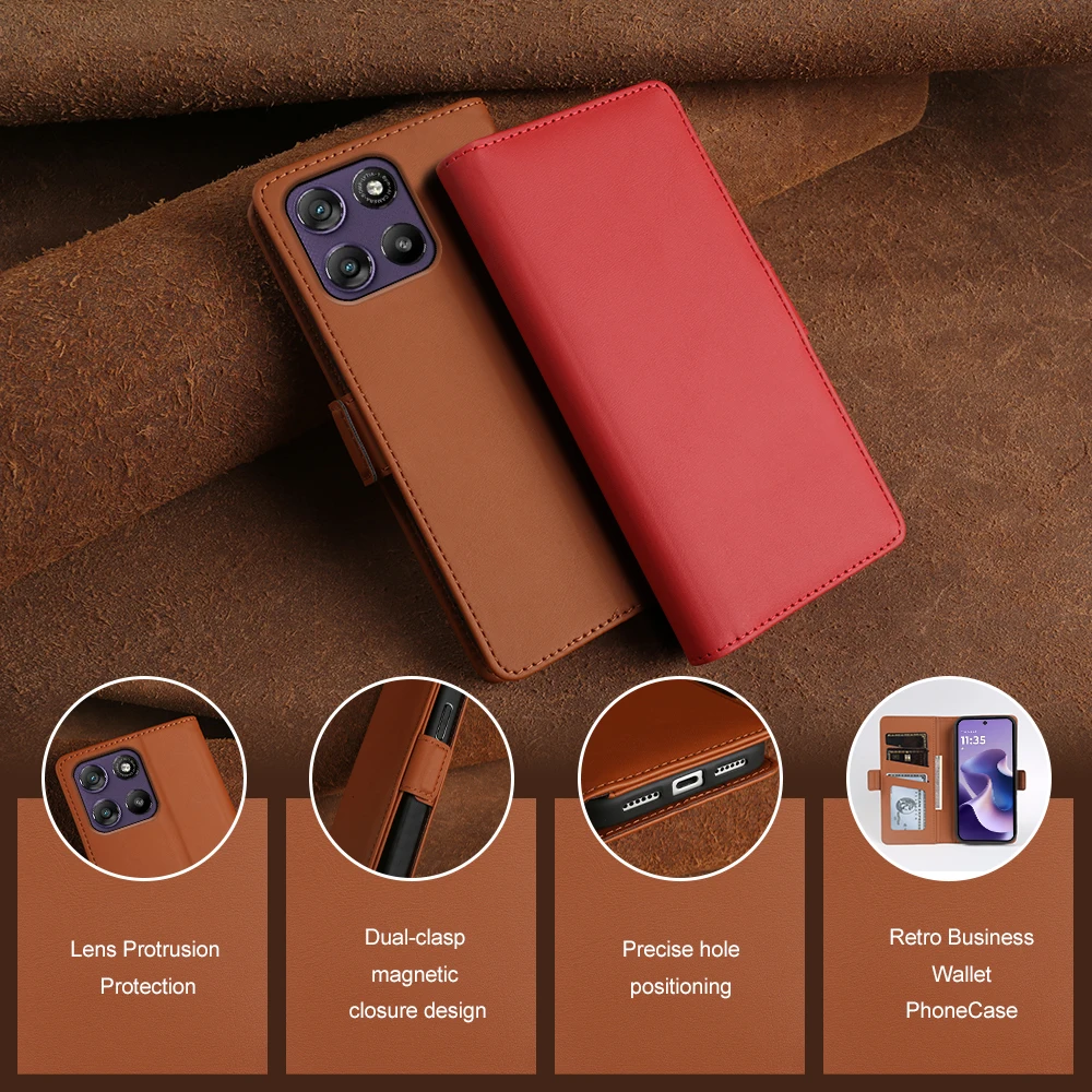 

For Motorola Moto G86 G67 Power G57 G06 G100 G56 G Play 5G 2026 Edge 70 X70 Air Phone Case Soft-Touch Leather Flip Wallet Cover