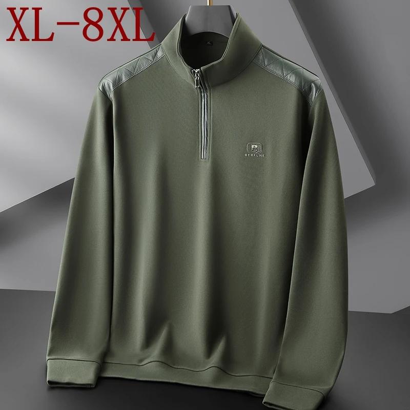 

8XL 7XL 6XL 2025 Новая осенняя элитная роскошная рубашка-поло Мужская одежда Повседневные мужские рубашки с воротником-молнией Толстые camisetas masculino