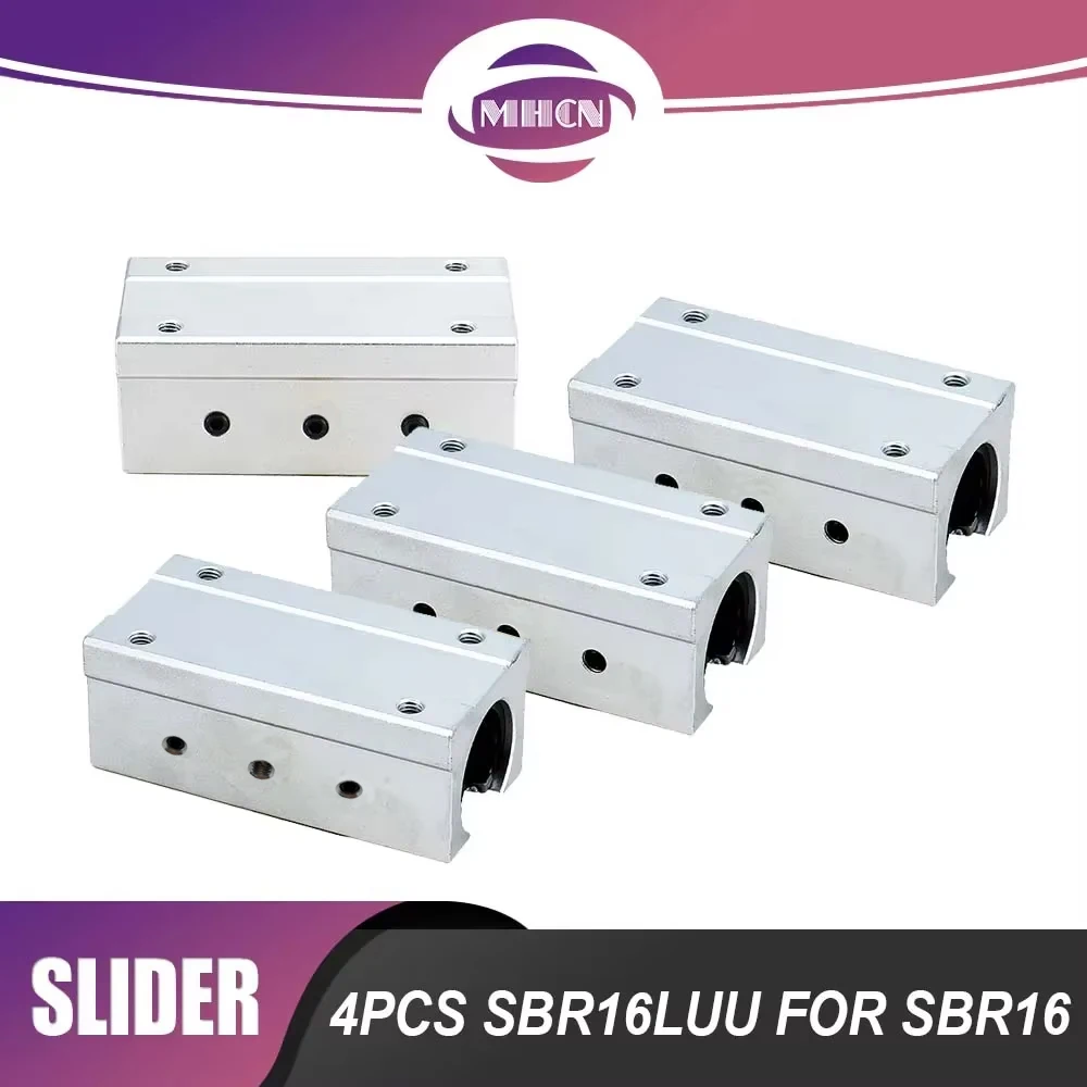 4PCS SBR16LUU Slide Block for SBR16 Linear Guides Slides Bearing Linear Support Rail Carriage for CNC Router