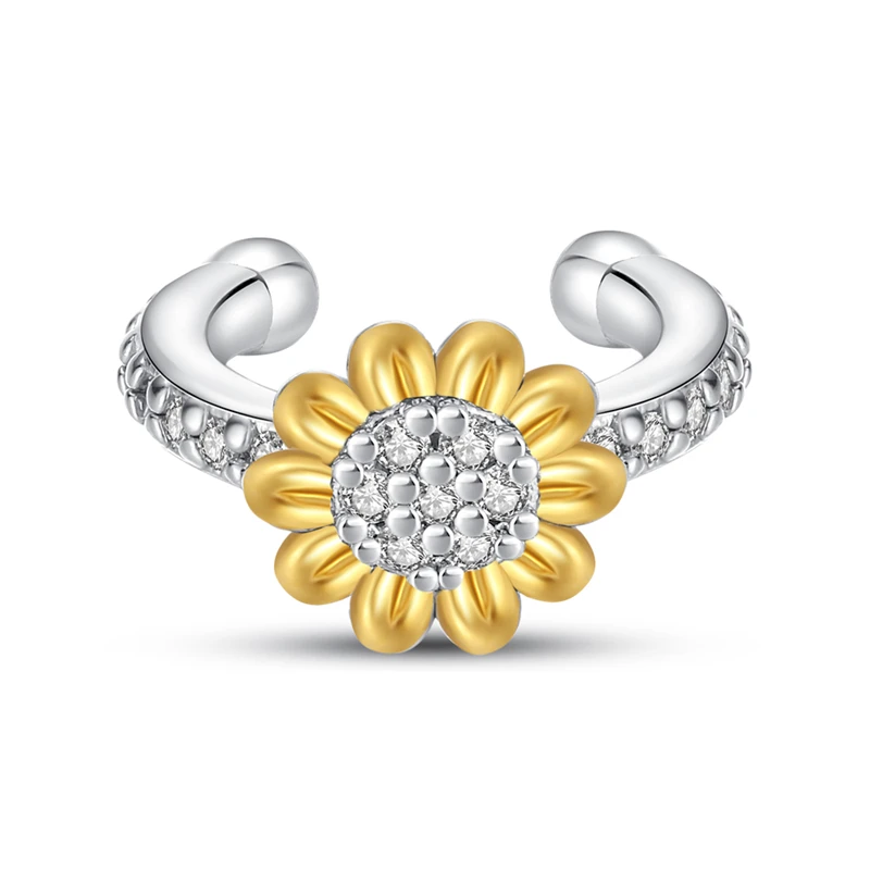 925 الفضة عباد الشمس أقراط مجوهرات فاخرة هدية للإناث فتاة حفلة الأزياء الأصلية Pendientes