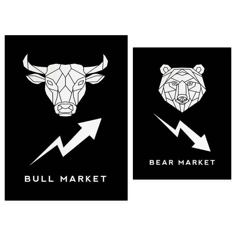 Modern Bear and Bull Print Canvas Stock Market Wall Art Poster Wall Street Trader HD Modular Picture Office Home Decor
