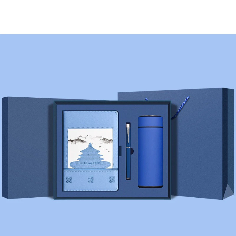 2025customized.Soft PU Leather Style Notebook Box Business Meeting Record Exhibitions Souvenir with Custom Set