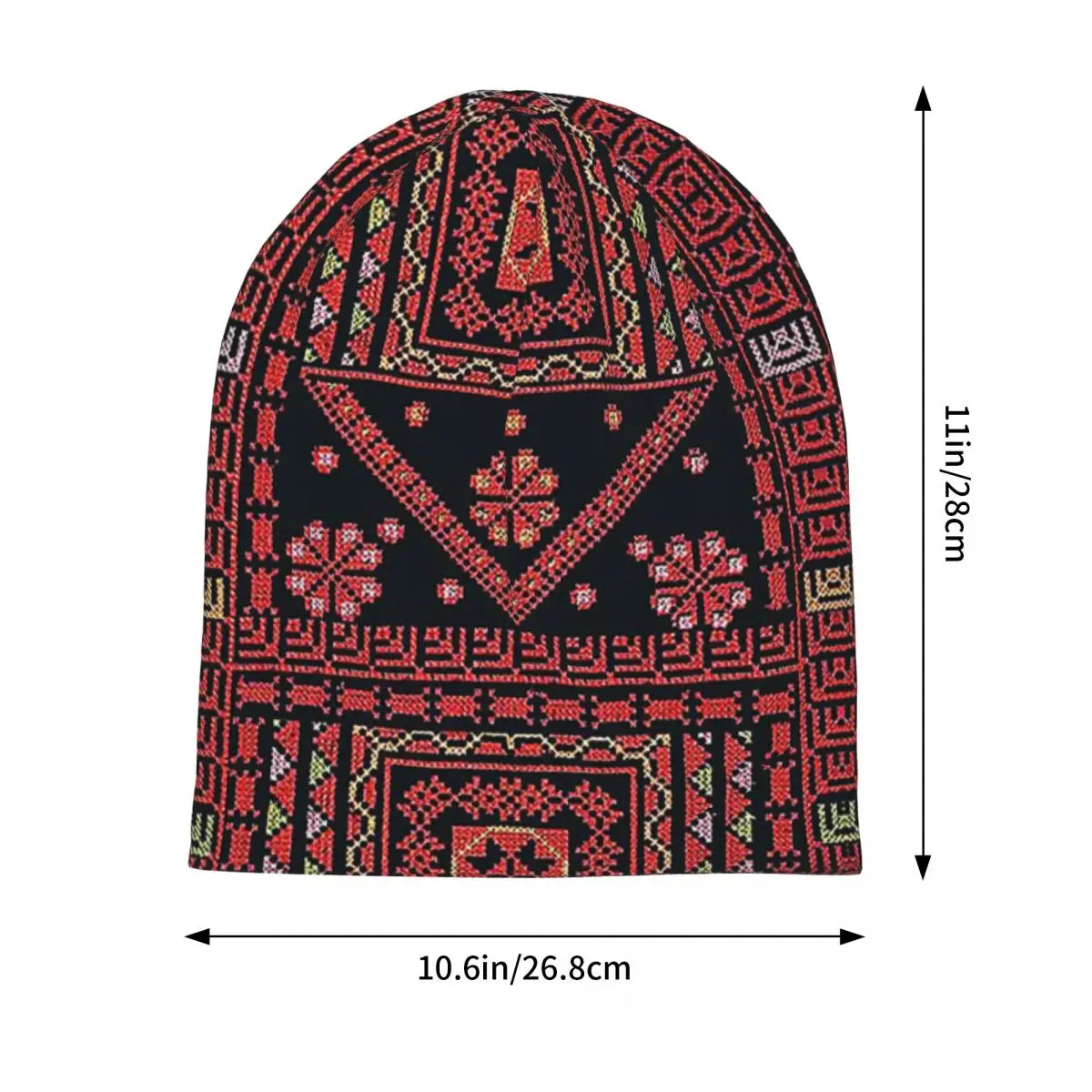 Three Flowers Palestinian Embroidery Warm Knitted Cap Fashion Bonnet Hat Autumn Winter Outdoor Beanies Hats for Unisex Adult