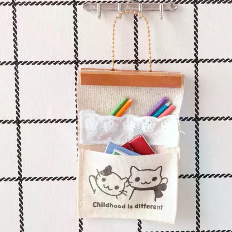 1/12 دمية لطيف حقيبة تخزين جدارية صغيرة جيوب معلقة دمية مشهد المنزل اكسسوارات الديكور المشهد الصغير صور المهنية #4