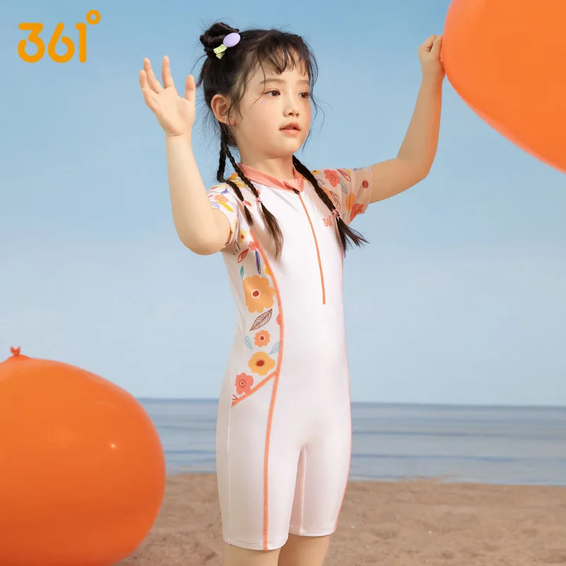 361 ° ragazza un pezzo cerniera anteriore UPF 50 + impermeabile spiaggia surf Rash Guard bambini manica corta costume da bagno professionale