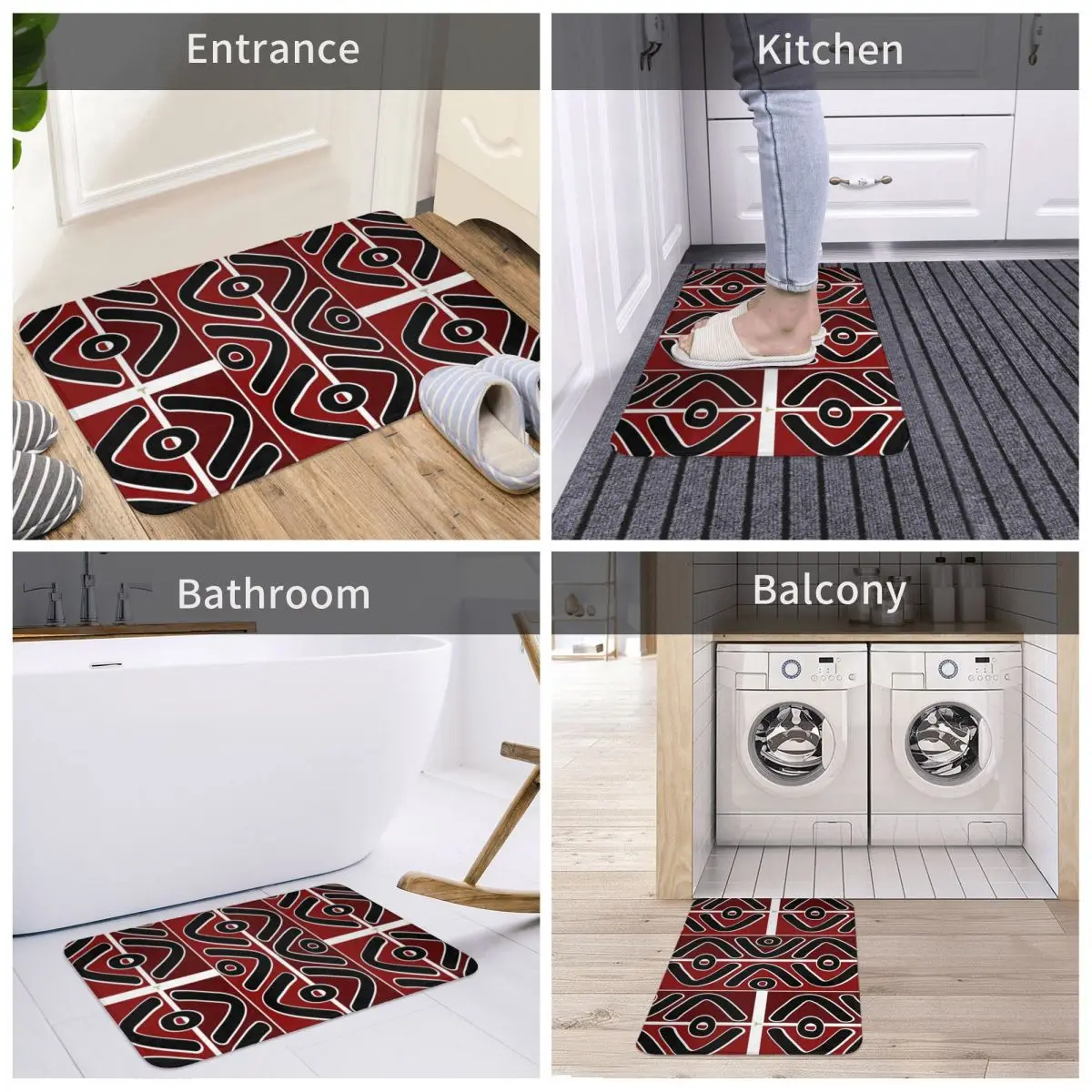 Anti-skid Doormat for Home Entrance, Carpet, Outdoor Footpad, Super Absorbent Rugs, African Bogolan Mudcloth Pattern