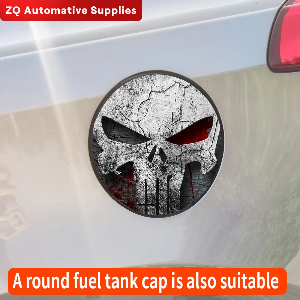 Horror Punisher Skull Car Sticker Refueling Cap Fuel Tank Cap Cover Waterproof Sunscreen Sticker Vinyl Decal Accessories