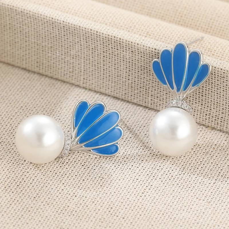 Creative Scallop Seashell Imitation Pearl Drop Earring For Women Elegant Dangle Ear Accessories Jewelry Gifts