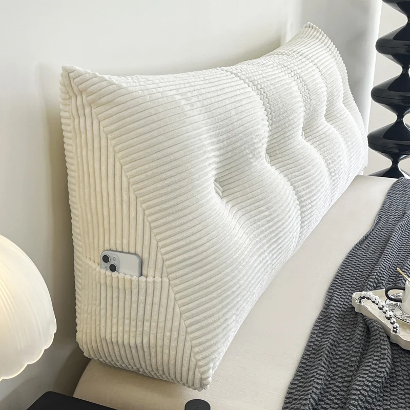 Trendy Modern Rabbit Fur Bedside Pillow Soft Backrest Tatami Removable And Washable Large Pillow Triangular Shape Bedroom Decor
