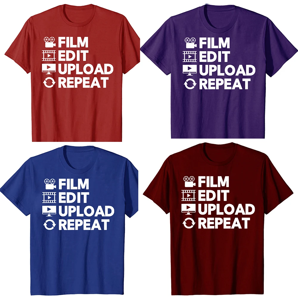 Lustige Videobearbeitungs- und Filmproduktions-Grafik-T-Shirts für Männer, Videobearbeiter-Baumwoll-Humor-Streetwear-T-Shirt, Kurzarm, Unisex, lockere Kleidung – Detail 3
