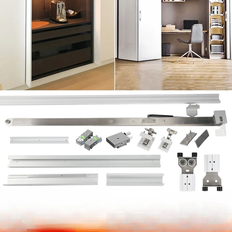 

Cabinet Wardrobe Hidden Folding Pocket Swirling Butterfly Door Guide Slide Double Open Four Door Plug-in Invisible Hardware