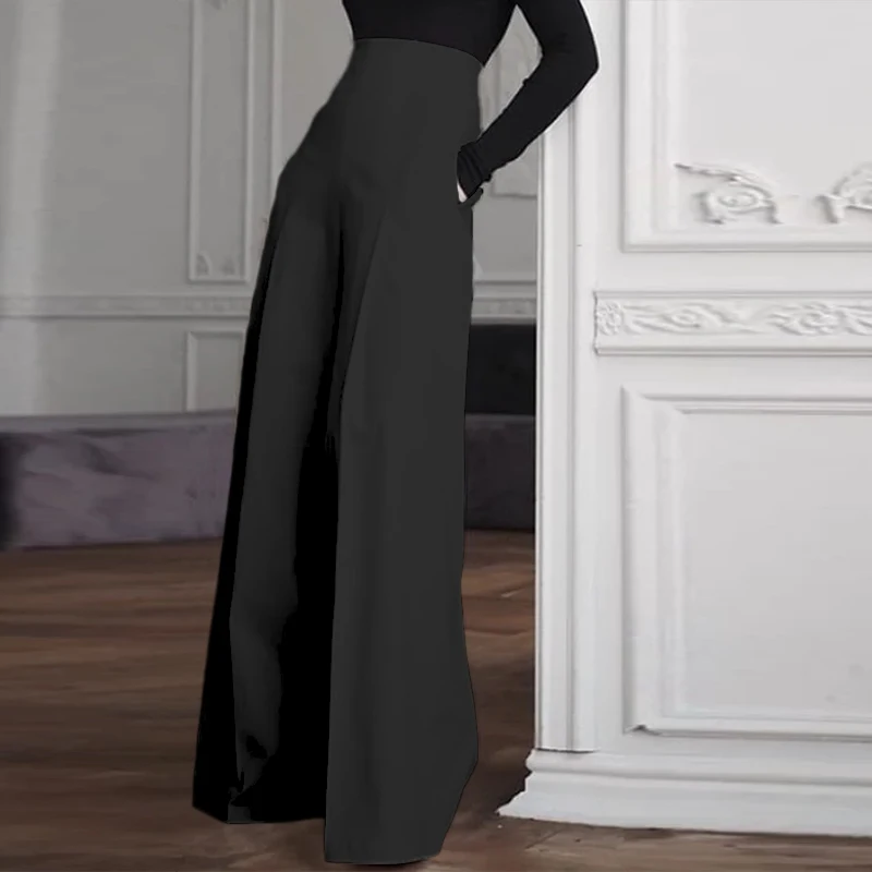 

VONDA женские модные элегантные офисные брюки OL 2026 с высокой талией, широкие брюки, летние повседневные однотонные брюки на молнии на молнии, длинные длинные палаццо