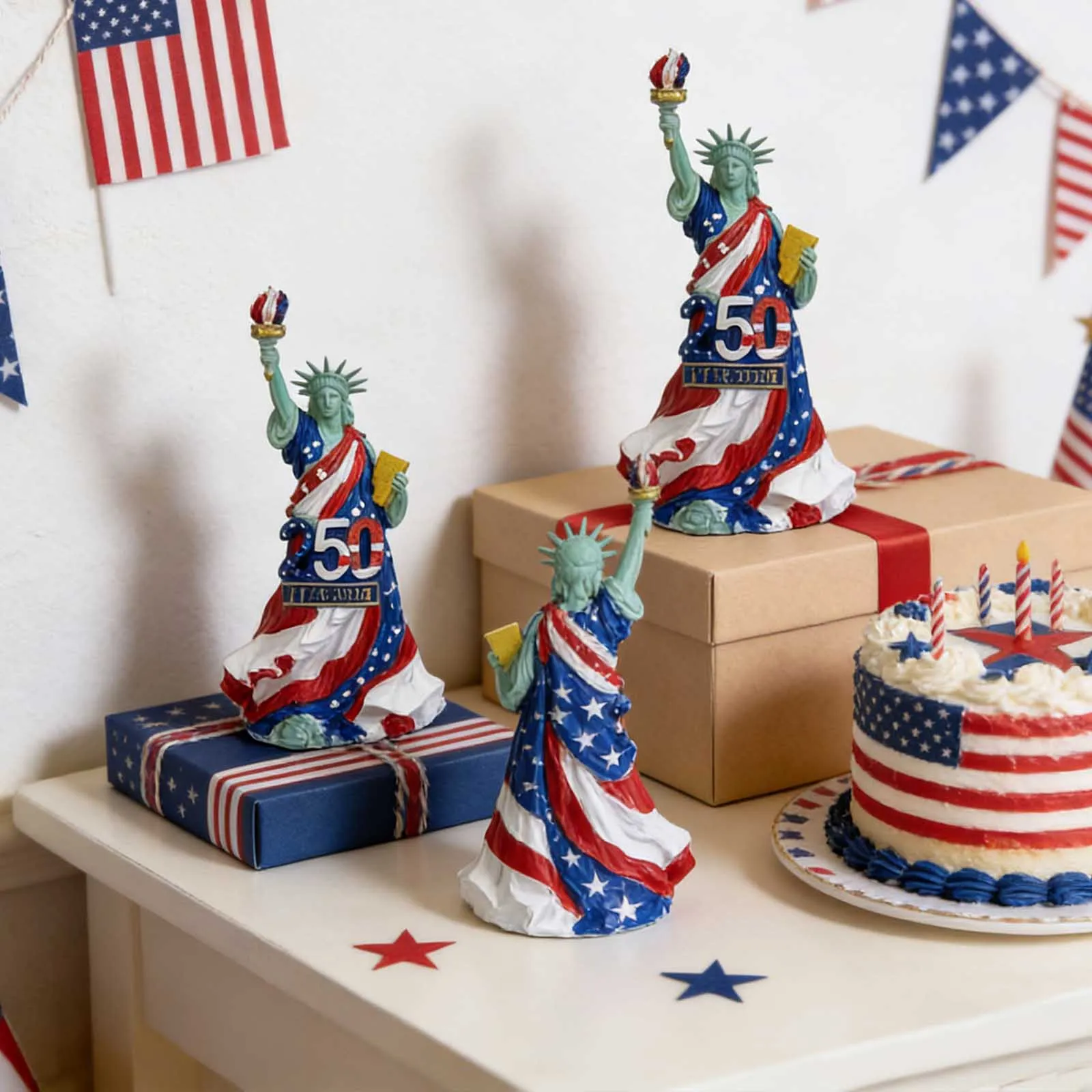 Statue Of Liberty Figurine Usa 250th Anniversary Patriotic Decor 1776 2026 Tabletop Ornament 4th Of July Home Car Decor