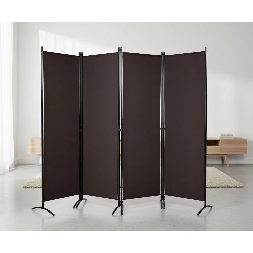 

4-панельная перегородка для комнаты — складной экран для конфиденциальности длиной 5,6 фута, коричневая перегородка для спальни домашнего офиса