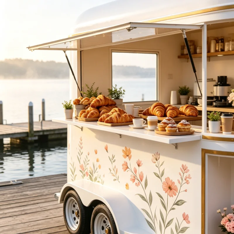 

Customized Burger Cart With Awning Portable Hamburger Cart With Patty Warmer And Bun Toaster For Small Vending Operation