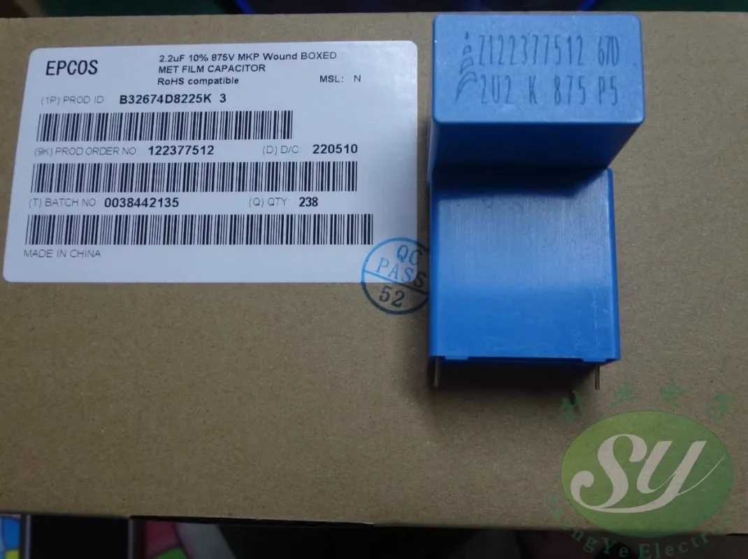 

EPCOS 2.2uf/875v 2u2 225 New 28mm film capacitor B32674D8225K