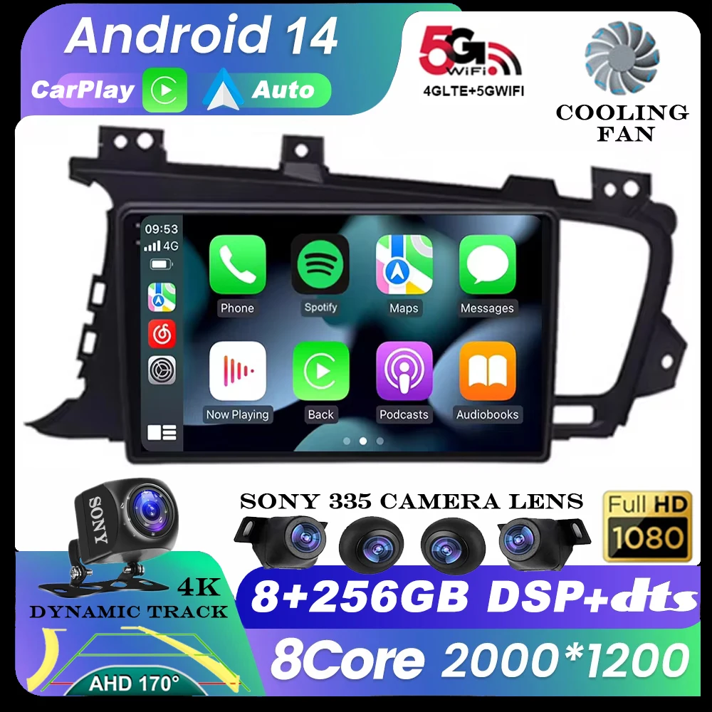 

Android 14 Car Radio For Kia K5 Optima 2011 2012 2013 2014 2015 Multimedia Video Player Navi GPS Head Unit Wireless Carplay Auto